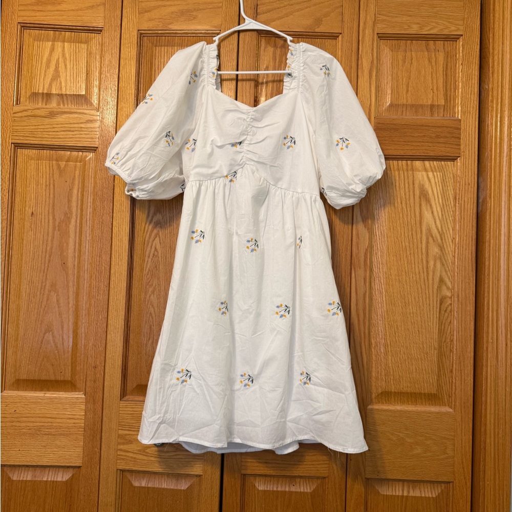 White Dress with Floral Embroidery